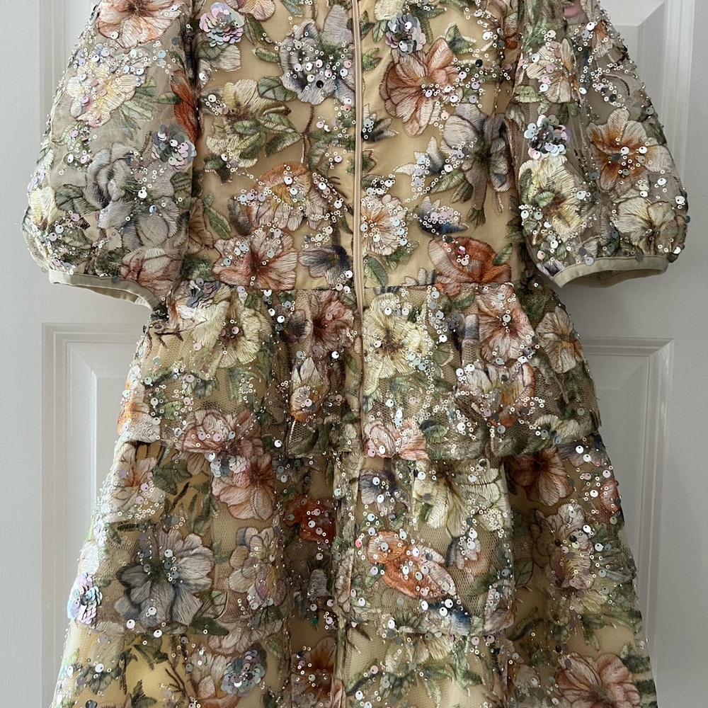Elegant Floral Kids Dress with Sequins